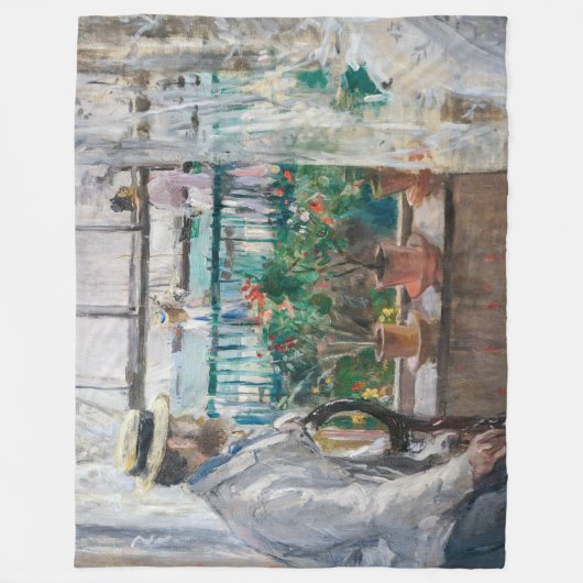 Berthe Morisot - Eugene Manet op het eiland Wight Fleece Deken (Voorkant)