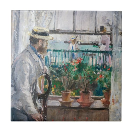 Berthe Morisot - Eugene Manet op het eiland Wight Tegeltje (Voorkant)
