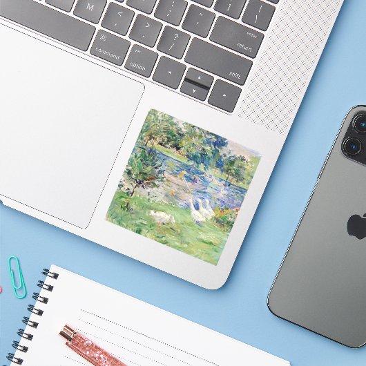 Berthe Morisot - Girl in a Boat with Gese Sticker (Laptop met iPhone)