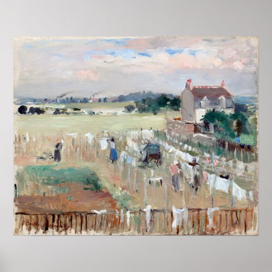 Berthe Morisot Hangen het wasgoed uit in drogen Poster (Voorkant)