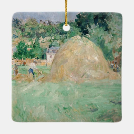 Berthe Morisot - Haystacks op Bougival Keramisch Ornament (Achterkant)