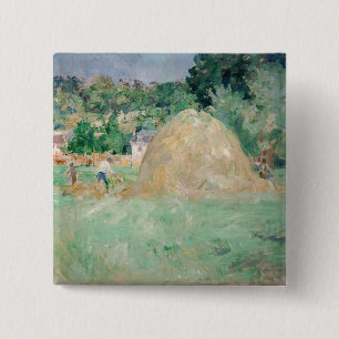 Berthe Morisot - Haystacks op Bougival Vierkante Button 5,1 Cm