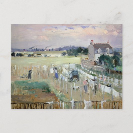 Berthe Morisot - Het wasgoed uitkleden naar drogen Briefkaart (Voorkant)