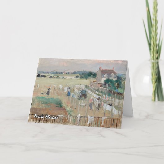 Berthe Morisot - Het wasgoed uitkleden naar drogen Kaart (Voorkant)