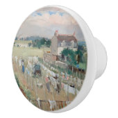 Berthe Morisot - Het wasgoed uitkleden naar drogen Keramische Knop (Rechts)