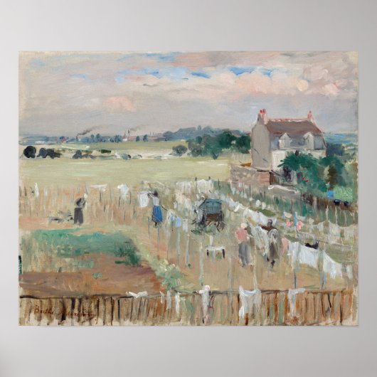 Berthe Morisot - Het wasgoed uitkleden naar drogen Poster (Voorkant)