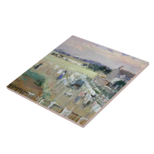 Berthe Morisot - Het wasgoed uitkleden naar drogen Tegeltje (Zijkant)
