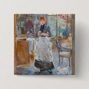 Berthe Morisot - in de mijnruimte Vierkante Button 5,1 Cm