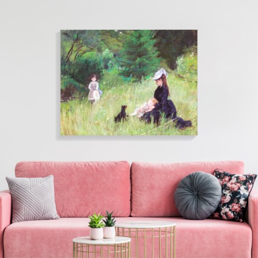 Berthe Morisot - in een Park Canvas Afdruk (Insitu (Woonkamer))