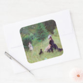 Berthe Morisot - in een Park Vierkante Sticker (Envelop)