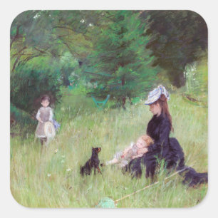 Berthe Morisot - in een Park Vierkante Sticker