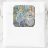 Berthe Morisot - Jonge meisjes aan het raam Vierkante Sticker (Tas)