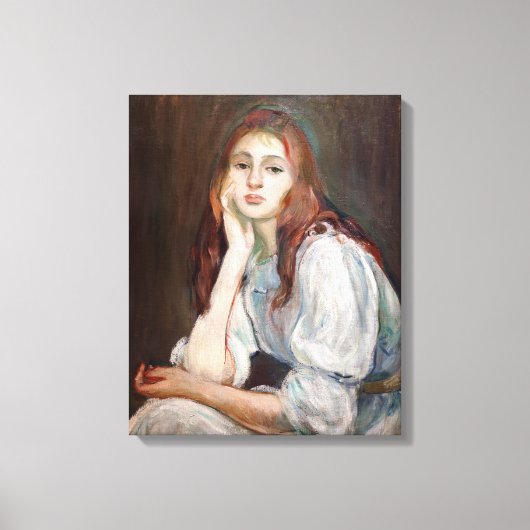 Berthe Morisot - Julie Daydreaming Canvas Afdruk (Voorkant)