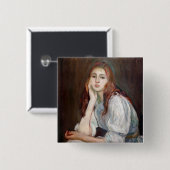 Berthe Morisot - Julie Daydreaming Vierkante Button 5,1 Cm (Voorkant /achterkant)
