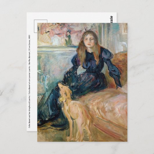 Berthe Morisot - Julie en haar Greyhound Laerte Briefkaart (Voorkant / Achterkant)