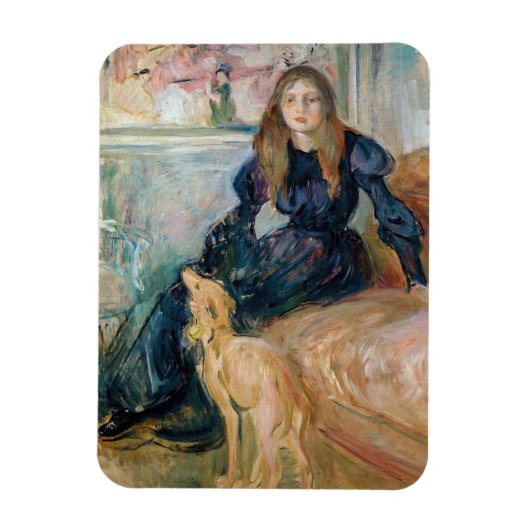 Berthe Morisot - Julie en haar Greyhound Laerte Magneet (Verticaal)