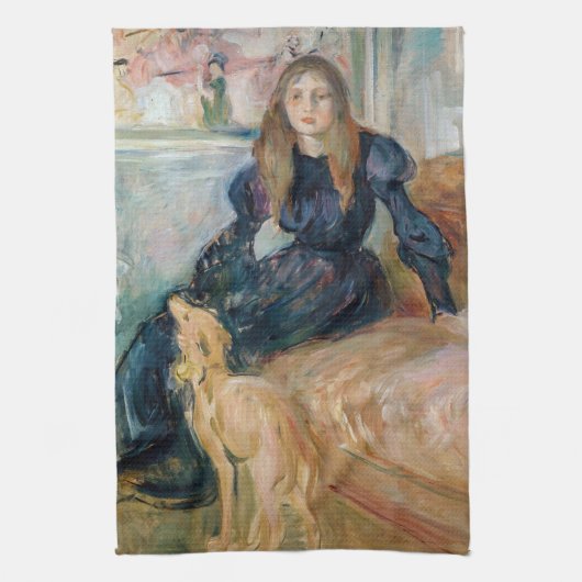 Berthe Morisot - Julie en haar Greyhound Laerte Theedoek (Verticaal)