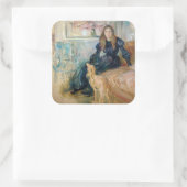 Berthe Morisot - Julie en haar Greyhound Laerte Vierkante Sticker (Tas)