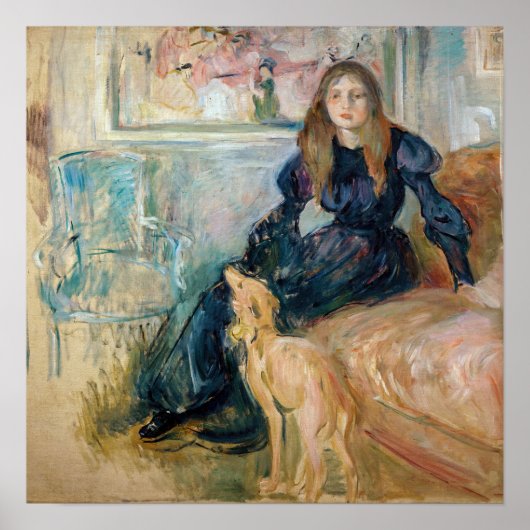 Berthe Morisot - Julie en haar hazewindhond Laerte Poster (Voorkant)