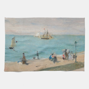 Berthe Morisot - Op het strand, Les Petites-Dalles Theedoek