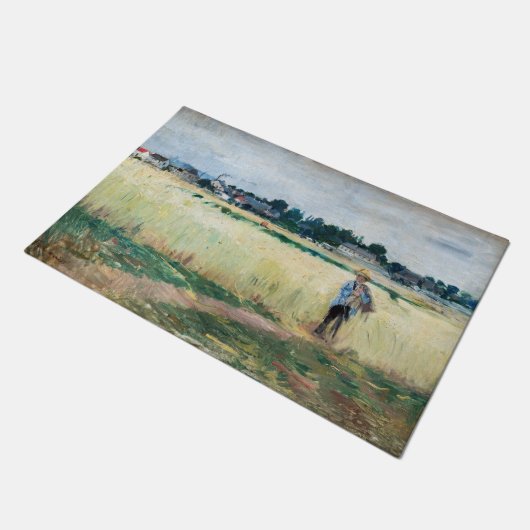 Berthe Morisot - Op Wheatfield in Gennevillier Deurmat (Schuin)