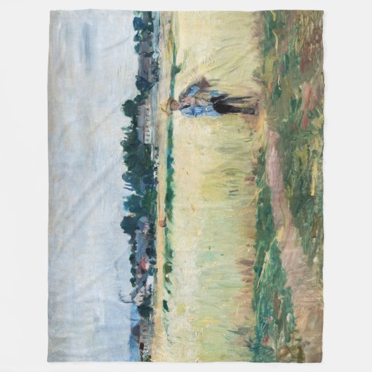 Berthe Morisot - Op Wheatfield in Gennevillier Fleece Deken (Voorkant)
