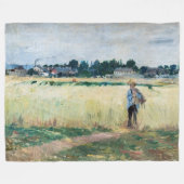 Berthe Morisot - Op Wheatfield in Gennevillier Fleece Deken (Voorkant (Horizontaal))