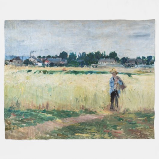 Berthe Morisot - Op Wheatfield in Gennevillier Fleece Deken (Voorkant (Horizontaal))