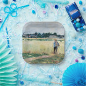 Berthe Morisot - Op Wheatfield in Gennevillier Papieren Bordje (Feest)