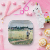 Berthe Morisot - Op Wheatfield in Gennevillier Papieren Bordje (Feest)