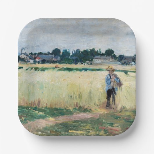 Berthe Morisot - Op Wheatfield in Gennevillier Papieren Bordje (Voorkant)
