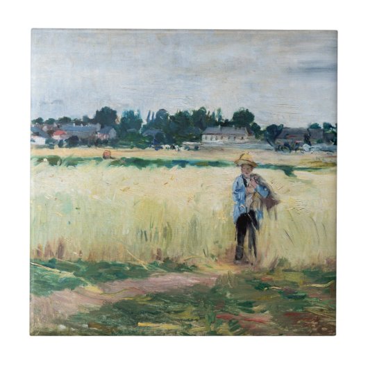 Berthe Morisot - Op Wheatfield in Gennevillier Tegeltje (Voorkant)