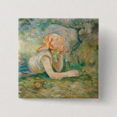 Berthe Morisot - Shepherdess Resting Vierkante Button 5,1 Cm (Voorkant)