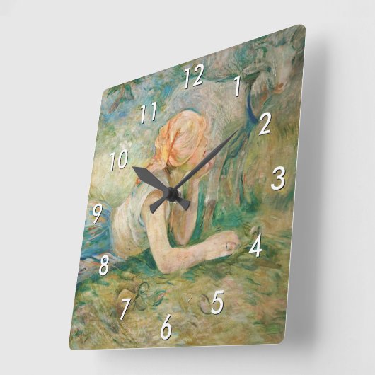 Berthe Morisot - Shepherdess Resting Vierkante Klok (Hoek)