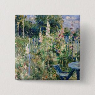 Berthe Morisot - Stockrozen Vierkante Button 5,1 Cm