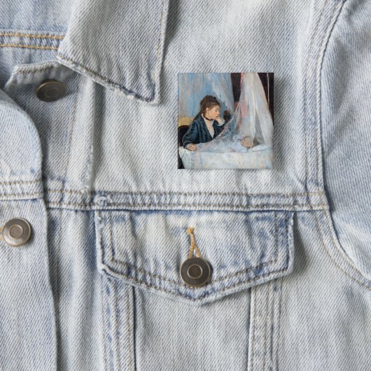 Berthe Morisot - The Cradle Vierkante Button 5,1 Cm (In situ)