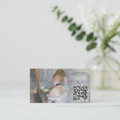 Berthe Morisot - Vrouw bij haar Toilette - QR-code Visitekaartje (Staand voorkant)