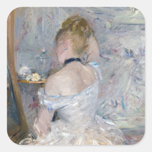 Berthe Morisot - Vrouw bij Haar Toilette Vierkante Sticker (Voorkant)