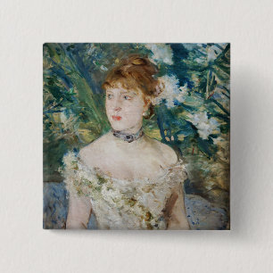 Berthe Morisot - Young Girl in a Ball Gown Vierkante Button 5,1 Cm