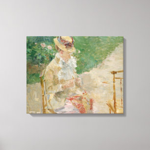 Berthe Morisot - Young Woman Knitting Canvas Afdruk
