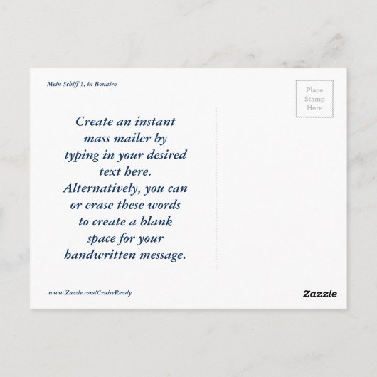 Berthed in Bonaire Briefkaart (Achterkant)