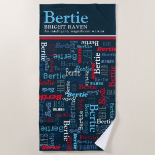 Bertie gepersonaliseerde naam betekenis rood blauw strandlaken