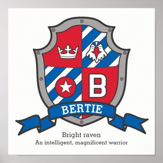 Bertie letter b jongensnaam betekenis crest poster (Voorkant)