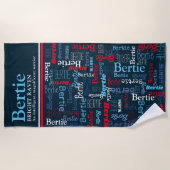 Bertie personalized name meaning red blue white strandlaken (Voorkant)