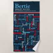 Bertie personalized name meaning red blue white strandlaken (Voorkant)