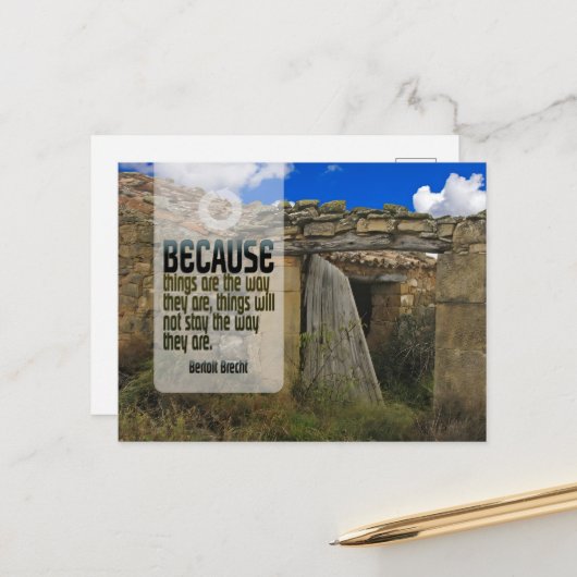 Bertolt Brecht Inspirerend Quote "Veranderen" Briefkaart (Voorkant / Achterkant in situ)