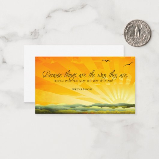 Bertolt Brecht Inspirerend Quote "Veranderen" Notitiekaartje (Voorkant / Achterkant in situ)