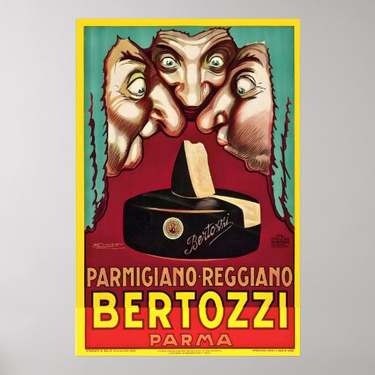 Bertozzi Parma Italiaanse kaas Parmigiano antiek Poster (Voorkant)