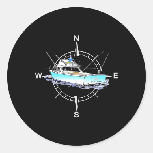 Bertram 31 op de achterzijde gedrukt ronde sticker (Voorkant)