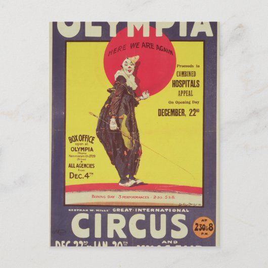 Bertram Mills circus poster Briefkaart (Voorkant)